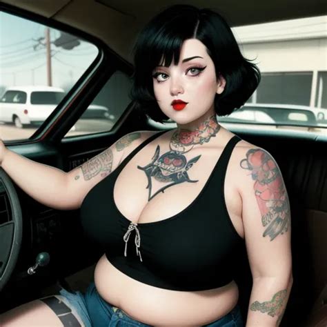 Photo Enhancer Fat Sexy Short Haired Woman With Lots Of Tattoos