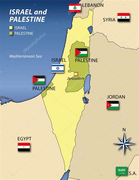 Sectiunea de fata este dedicata temei israel palestina. Israël en Palestina kaart — Stockvector © frizio #49548047