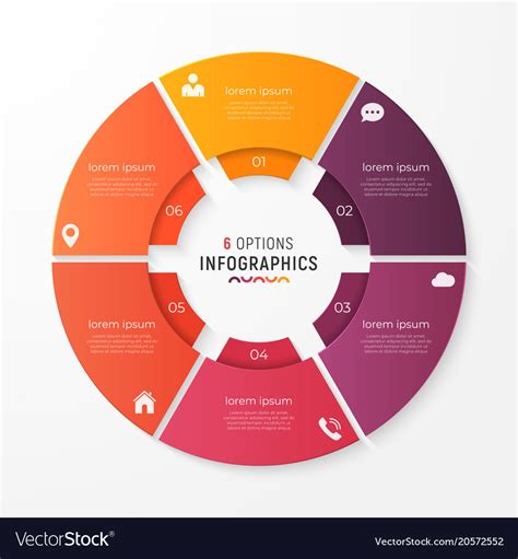 Circle Chart Template With 6 Options Royalty Free Vector