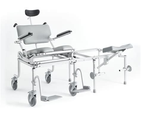 Users at high risk of skin breakdown who cannot independently change position. All-in-One Bariatric Tilt-in-Space Shower Chair by Nuprodx