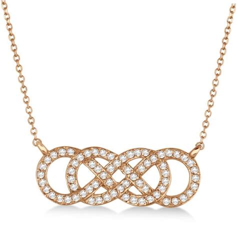 Multiple Infinity Diamond Pendant Necklace 14k Rose Gold 034ct In421