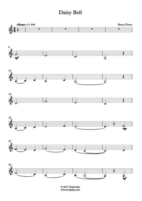 Daisy Bell A Bicycle Built For Two Dacre Clarinet Sheet Music