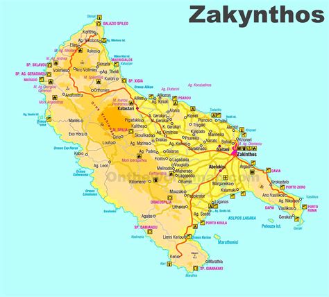 Zakynthos Sightseeing Map Ontheworldmap Com