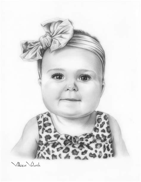 Custom Child Drawing From Photo Baby Portrait Drawing Baby Drawing Kid