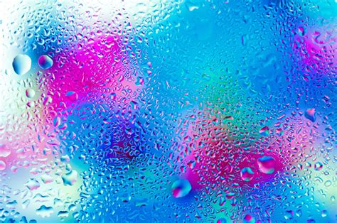 Free Wallpapers Water Drops Colorful Rainbow Rain Glass