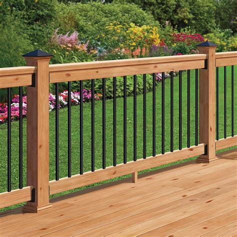 Exterior deck railing kit 4 ft. DeckoRail Western Red Cedar 6 ft. Railing Kit with Black ...