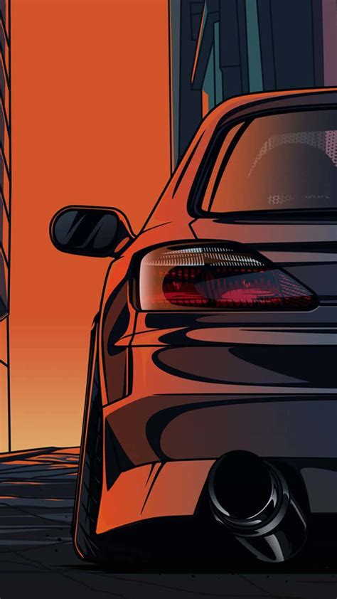 Download Nissan Silvia S15 Cartoon Illustration Wallpaper