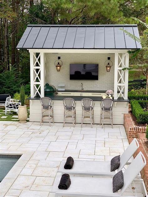That seems to go perfectly for a outdoor mini bar designs. #outdoorkitchen | Backyard pool designs, Pool houses ...