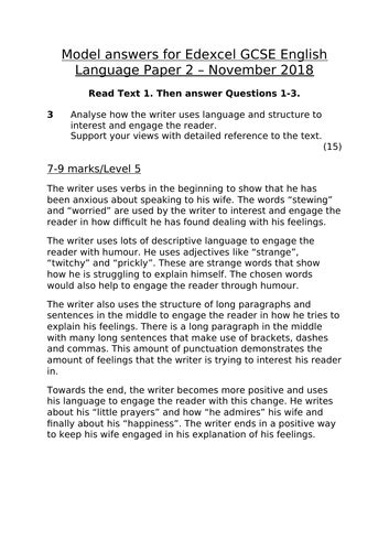 Term end examination question papers. Levels 5,7 and 9 model answers (Edexcel GCSE English ...