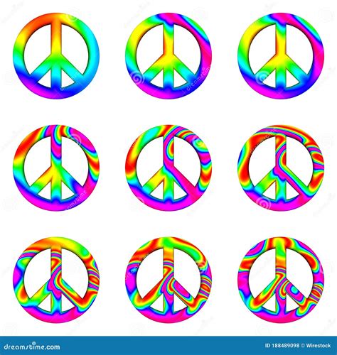 Abstract Illustration Of Peace Signs Isolated On White Background Stock