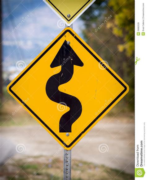 Winding road ahead stock photo. Image of ahead, sign 