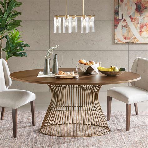 New Mercer Oval Dining Table Solid Wood Birch Metal Mid