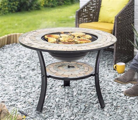 Outdoor gas fire pits & inserts. Mosaic Firepit with BBQ Grill and Table Insert | Grill ...