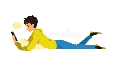 Man Lying Floor Mobile Phone Stock Illustrations 27 Man Lying Floor