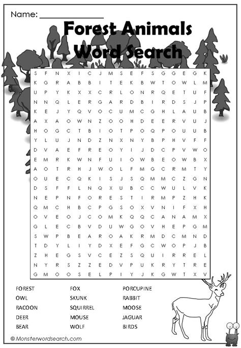 Awesome Forest Animals Word Search Forest Animals Word Puzzles For