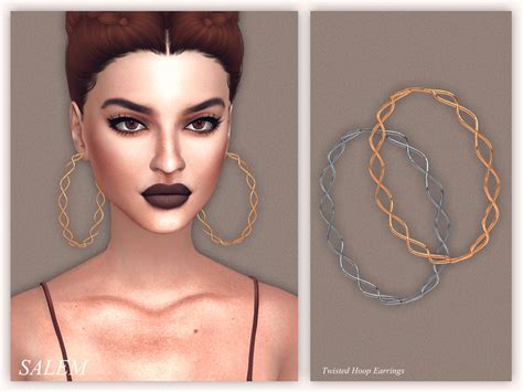 The Sims Resource Twisted Hoop Earrings