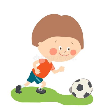 Happy Football Player Playing Football Cartoon Stock