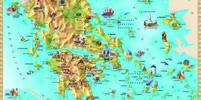 Grecja Zabytki Mapa Mapa Atrakcji Turystycznych Grecji Europa