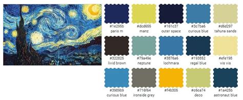 The Starry Night Color Palette Starry Night Painting Night Sky