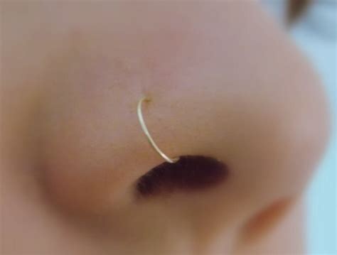 14k Gold Filled Nose Ring Thin 24 Gauge Nose Hoop Silver