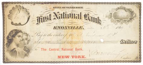 Authentic 1869 First National Bank Check Rare To Find Paper This