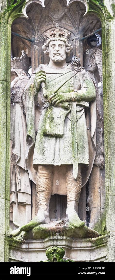 Stone Statue Of The English Saxon King Alfred The Great With Sword