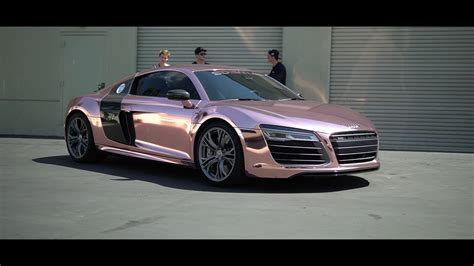 Tanner Braungardts Audi R8 Reveal Rose Gold Chrome Sd Wrap Youtube