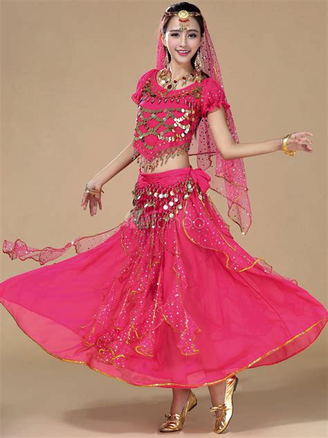 Belly Dance Costume Purple Sexy Chiffon Bollywood Dance Dress For Women