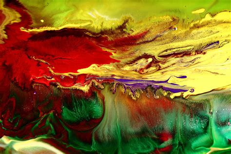 Abstract Art Colorful Fluid Painting Green Cave By Kredart Painting By
