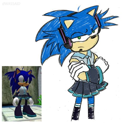 Sonic With Hatsune Miku Clothes Is So Cute By Dwassaid On Deviantart