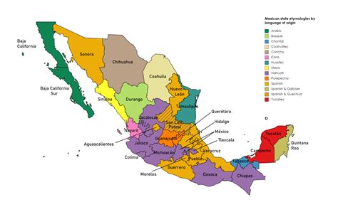 Mexican State Names By Language Of Origin Maps On The Web
