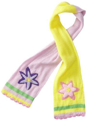 Kidorable Lotus Flower Pink And Yellow Knit Scarf For Girls With Fun
