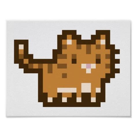 Orange Cat Pixel Art Wide Poster Zazzle Pixel Art Pattern Pixel