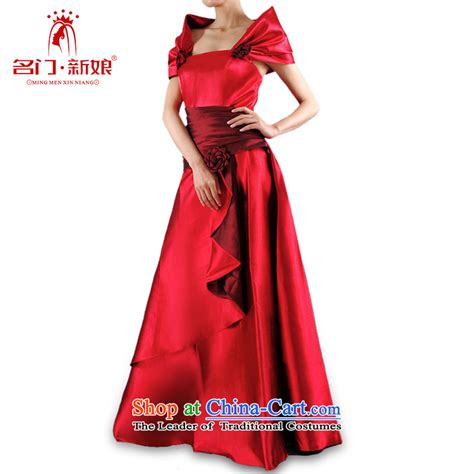 A Stylish And Elegant Bows Her Dress And Bride Red Dress 003 Red S