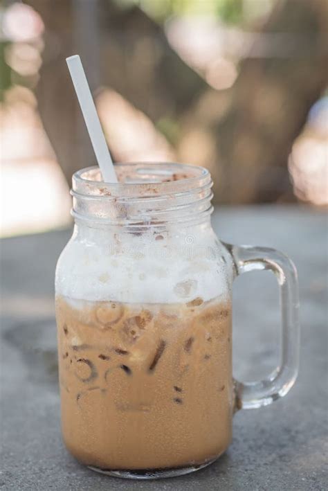 Iced Coffee With Milk In Mason Jars Stock Image Image Of Milk Fresh
