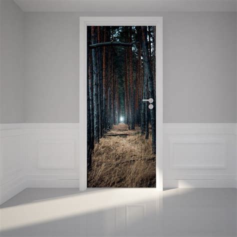 An Open Door With A Forest Scene On It