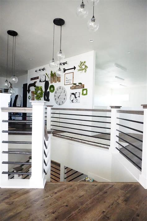 25 White Modern Farmhouse Decor Ideas Loft Railing Home Staircase Decor