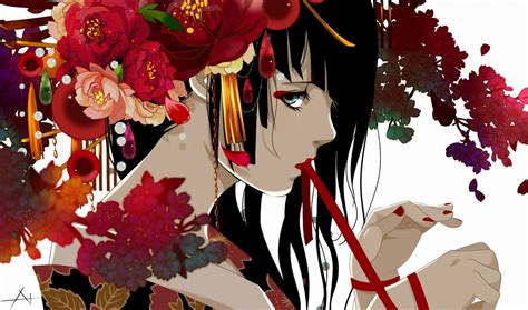 Tapety Ilustracja Kwiaty Anime Czerwony Rysunek Oryginalne Znaki The