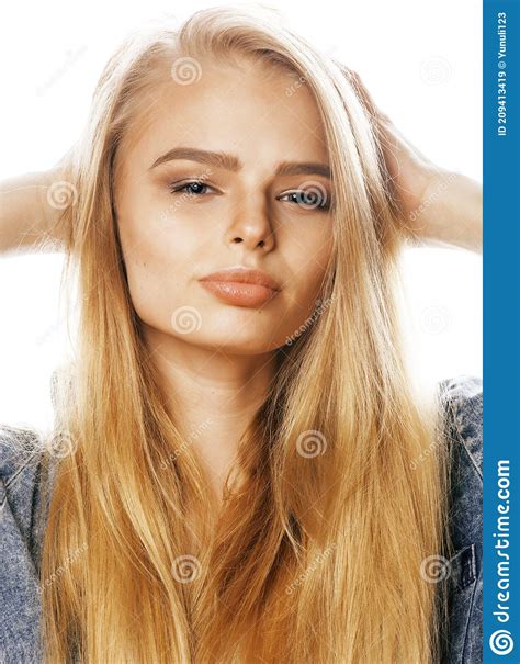 Young Blond Woman On White Backgroung Gesture Thumbs Up Isolated