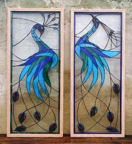 Classic or contemporary, these elegant and simply stunning stained glass windows and stained glass panels create a unique look and provide a touch of timeless beauty to any home. Custom Made Stained Glass Panels - "Iridescent Peacock" (P ...