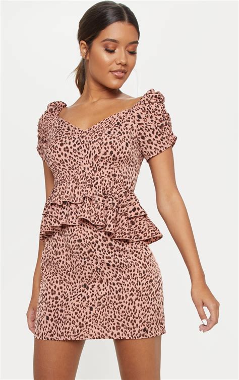 Pink Leopard Print Tiered Frill Mini Dress Prettylittlething Il