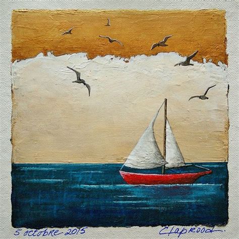 Small Sailboat Painting Original Nautical Art By Marieclaproodart