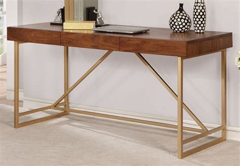 Check spelling or type a new query. Halstein Light Walnut Wood/Gold Metal Desk by Furniture of America
