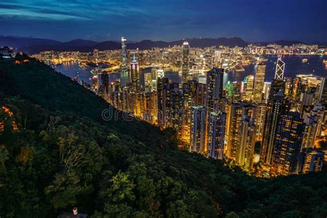 Hong Kong Night View Seen From Victoria Peak Stock Image Image Of
