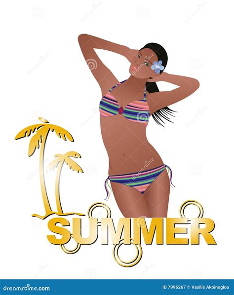Summer Girl With Bikini Cartoon Vector Cartoondealer The Best