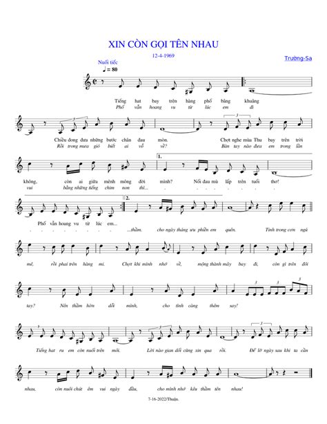 XincÒngỌitÊnnhau Sheet Music For Piano Solo Easy