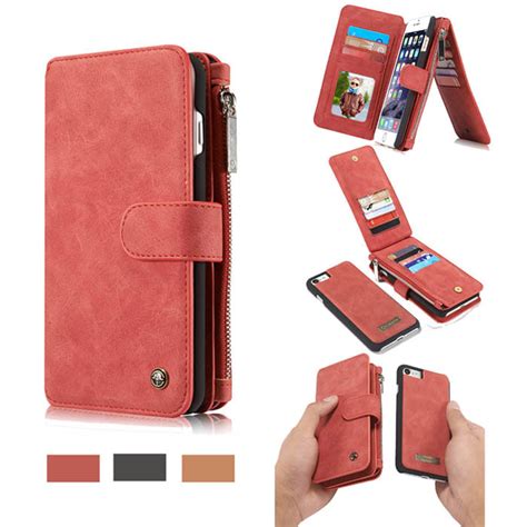 Caseme Iphone 6s Zipper Wallet Magnetic Detachable Flip Leather Case