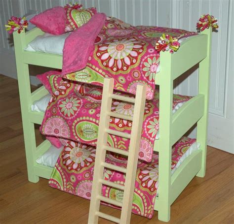 Doll Bed Triple Bunk With Custom Beddingpaint Fits American Girl