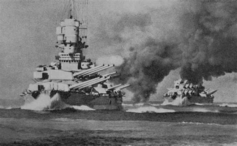 Italian Battleships Vittorio Veneto And Littorio Firing During Wwii