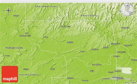 Physical 3d Map Of Sequoyah County